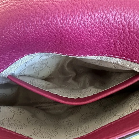 MICHAEL KORS Fulton Raspberry Magenta Leather Small Crossbody Bag Pink Purse - Picture 6 of 6